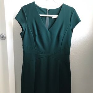 Seamed V-Neck Ponte Sheath Dress